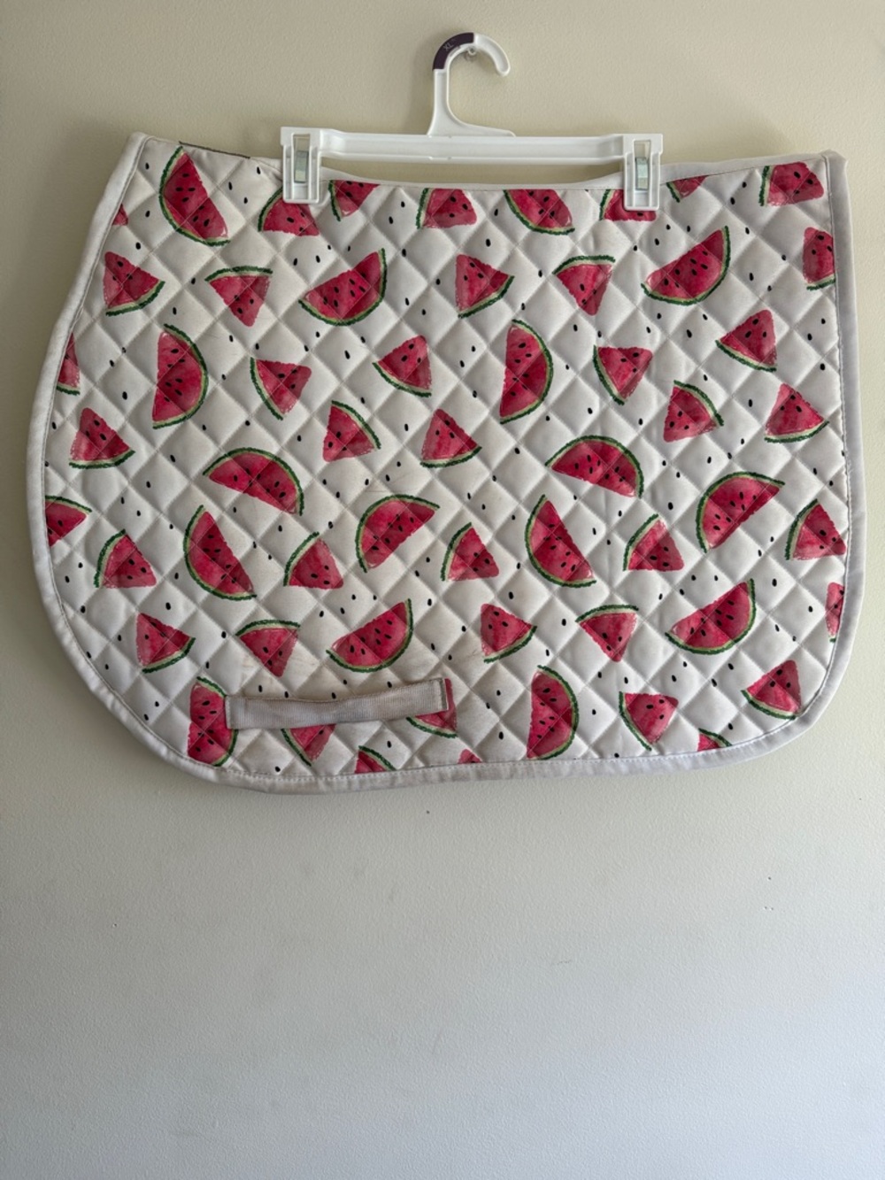 Quilted Watermelon Print Saddle Pad - White & Pink